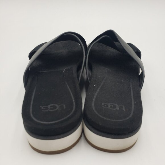 UGG Kari Criss Cross Sandals 7.5 Womens‎ Leather Slip On Black - Picture 4 of 9